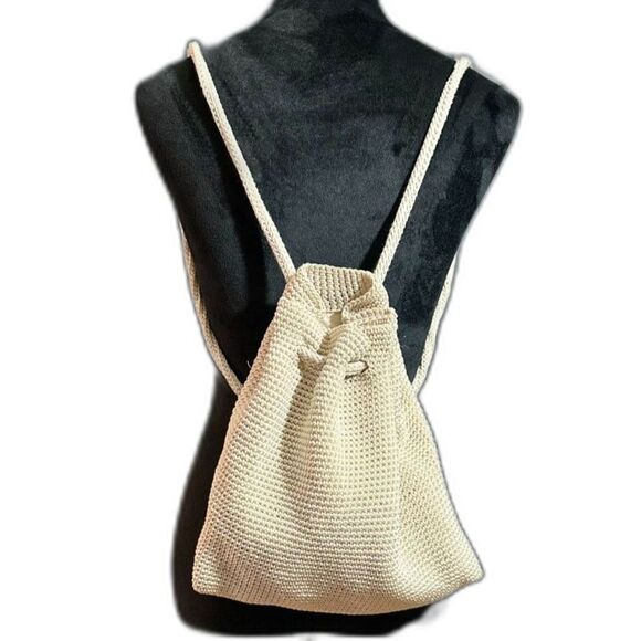 The SAK Handbags - The SAK Crochet Cream Backpack Purse Drawstring Summertime Boho Bag